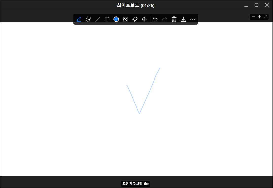 화이트 보드에 체크를 그린 화면.