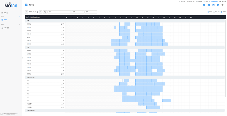 네이버웍스로 회사의 공용 자원을 등록하고 관리하는 화면.