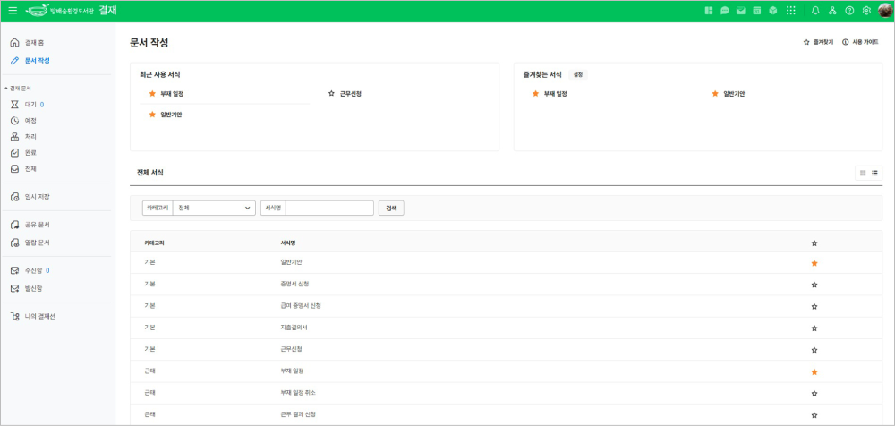 도서관 전산 업무를 네이버웍스 전자결재 시스템을 통해 처리하는 모습.