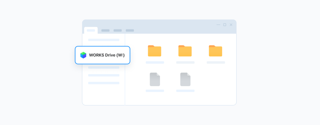 네이버웍스 드라이브 '가상 드라이브' 탐색기 방식을 소개하는 이미지